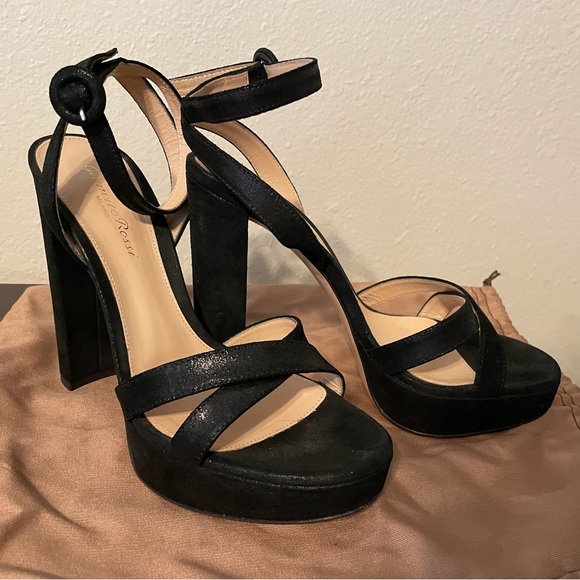 Gianvito Rossi black sparkly suede platform sandal 38 - Picture 1 of 8